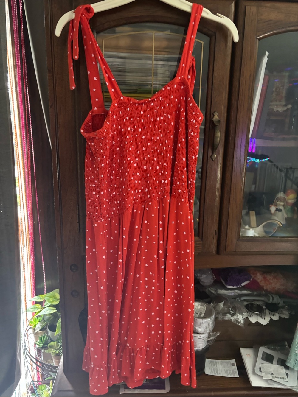 Cabana Life Red Star-Print Tie-Shoulder Midi Dress